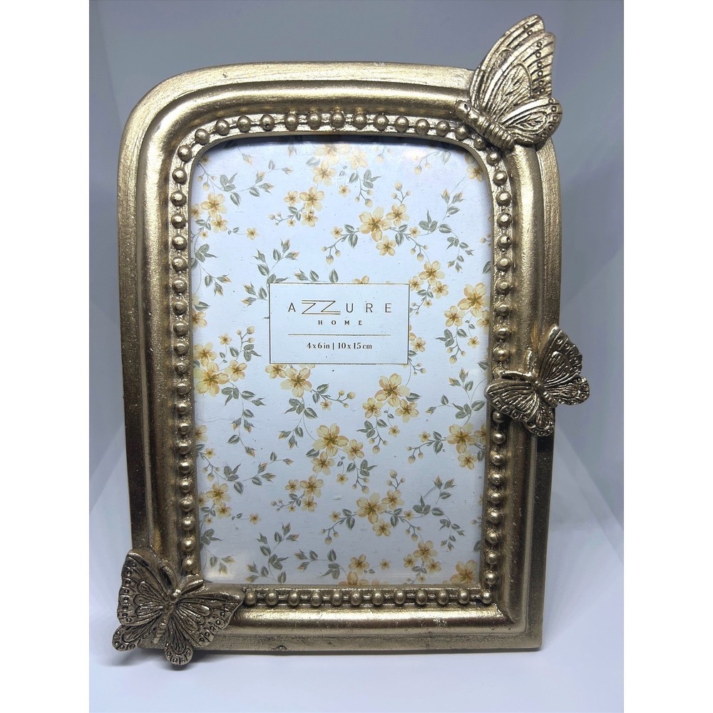 Azzure Home Gold Butterfly Picture Frame 4x6 ~ Cottagecore Fairy Whimsical Decor